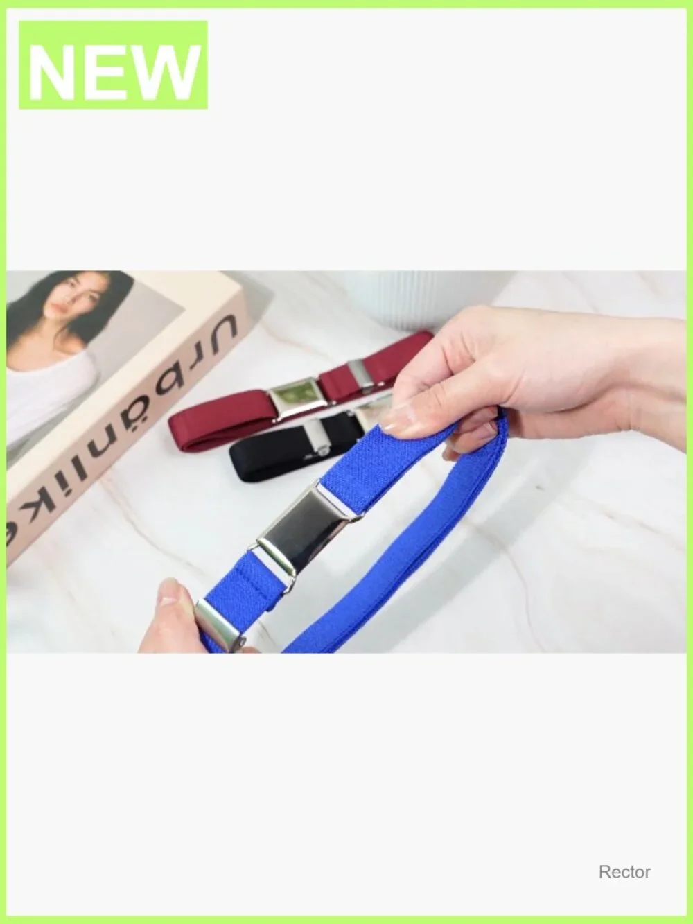 3-Pack Kids Elastic Stretch Belt with Silver Square Buckle